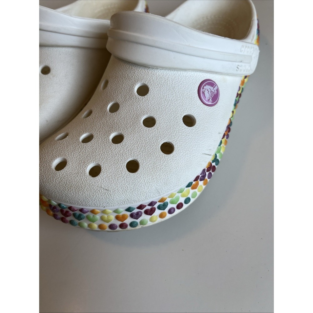 Crocs Kids White/Gem Band Clog Size 4 - Picture 2 of 8